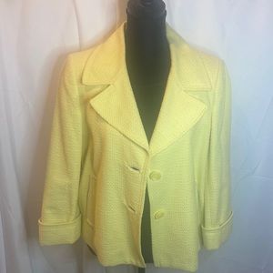 Elie Tahari lemon yellow jacket- beautiful material and amazing details!